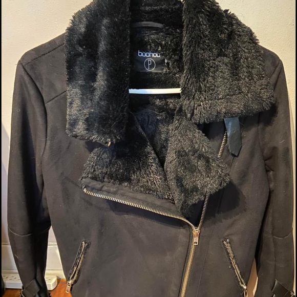 Boohoo super soft faux suede biker jacket size XS - Picture 1 of 2